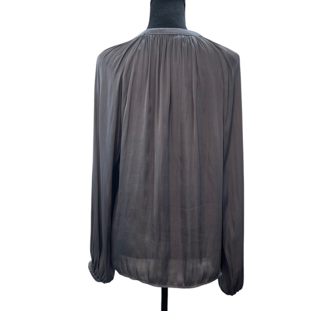 Torrid Gray Tie Front Long Sleeve Blouse - Picture 3 of 5